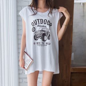 나야홍 / 아이우먼 아웃프린팅민소매티 NSK095M506 빅사이즈