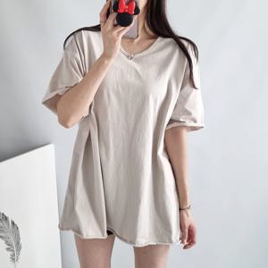 나야홍 / 아이우먼 워싱디테일무지반팔티 NSQ474M506 빅사이즈