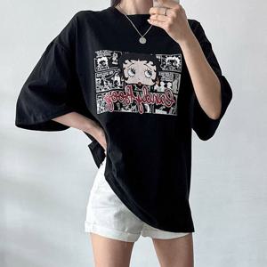 나야홍 / 아이우먼 걸스카툰라운드반팔티 NMU248M506 빅사이즈