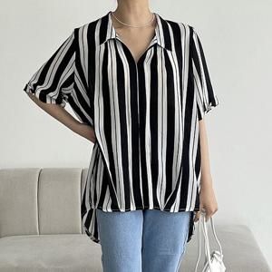 나야홍 / 아이우먼 스트라이프브이블라우스 IRP455M506 빅사이