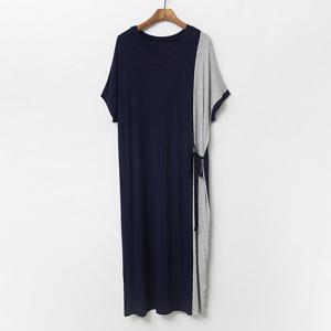 나야홍 / 아이우먼 더슬림배색롱원피스 EME401M506 빅사이즈