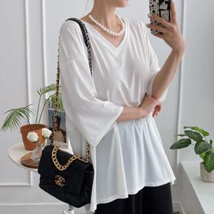 나야홍 / 아이우먼 컬러브이넥스판반팔티 RAK097M506 빅사이즈