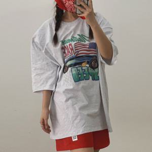 나야홍 / 아이우먼 미국국기프린팅티셔츠 GBU816M507 빅사이즈