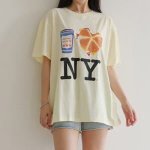 나야홍 / 아이우먼 뉴욕커피프린팅티셔츠 WBU804M506 빅사이즈