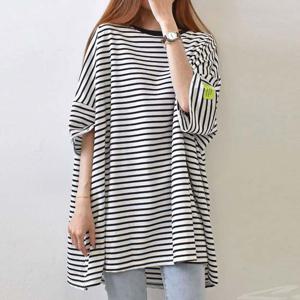 샵앤) 여성 단가라 오버핏 롱기장 반팔티 WON-WSH-WFG9T4W