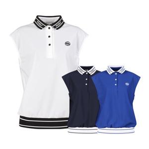 럭스골프 여성 엠보 메쉬 카라 민소매 티셔츠 JB25M612W