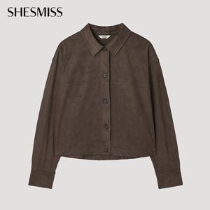 [쉬즈미스] 세미 크롭 스웨이드 셔츠_SWWSTP31010_BR