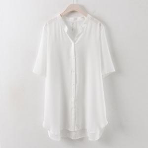 나야홍 / 아이우먼 내츄럴쉬폰롱블라우스 HG0176M506 빅사이즈