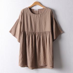 나야홍 / 아이우먼 셔링쿨린넨블라우스 OLF005M506 빅사이즈