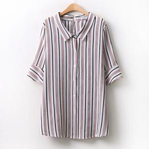 나야홍 / 아이우먼 세로줄롱블라우스 IR9878M507 빅사이즈