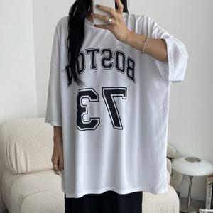 나야홍 / 아이우먼 보스레터링오버티셔츠 GBU886M507 빅사이즈