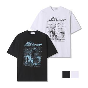 남자 락스타 프린팅 코튼 반팔 티셔츠 RM-TSH-Q073-블랙