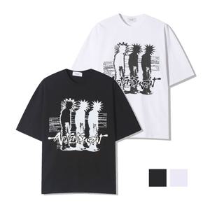 남자 에프터 프린팅 코튼 반팔 티셔츠 RM-TSH-Q072-화이트