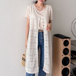 나야홍 / 아이우먼 크로셰펀칭시스루조끼 BNU603M507 빅사이즈