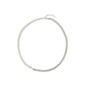 [티르리르]티젠 맥시마이즈 쉘펄 6mm 하프 체인 실버화이트 목걸이 TNSSVW14040M