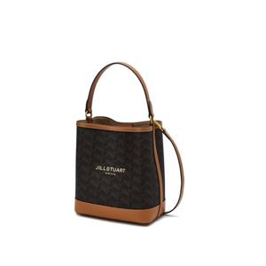 [질스튜어트] 브라운 로젤라칠링 패턴 가죽 콤비 미디움 버킷백 JABA5E355