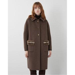 [올리비아로렌]포켓 밍크퍼 배색 코트__VOPEA3WA336