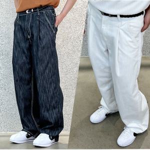 남자 원턱 논페이드 스티치 와이드 데님 팬츠 AS-JES-Q014
