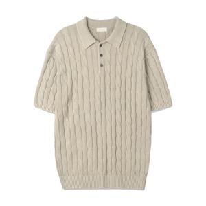 [리빌모아]남자 케이블 피그먼트 카라 반팔 니트티 GN-KNH-Q016