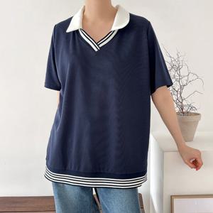 나야홍 / 아이우먼 베리오픈넥카라반팔티 BSU309M507 빅사이즈