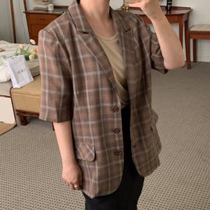 나야홍 / 아이우먼 걸스체크린넨마자켓 MOV003M507 빅사이즈