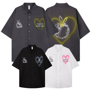 남자 오버핏 하트 스프레이 반팔 셔츠 DS-SHH-Q221