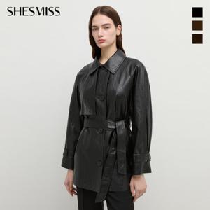 [쉬즈미스] 레더 벨티드 트렌치 코트_SWWBYP32010