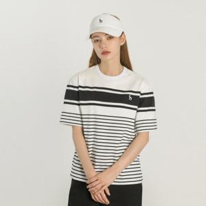 네이비 여성 스트라이프 반팔 티셔츠 (HWTS5B901N2)