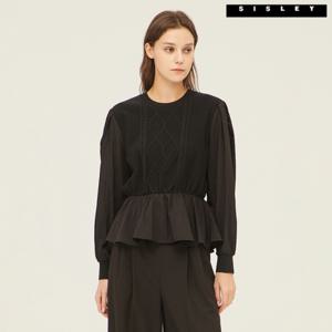 [시슬리]시슬리 루버 니트 블라우스 SAWS16241_BK