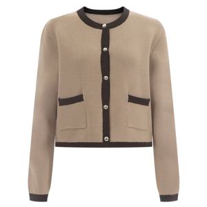 [샵앤]라인 배색 여성 라운드 단추오픈 세미크롭 간절기 겨울 긴