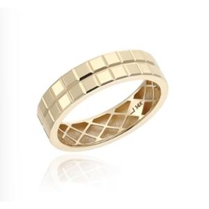 [로이드] 모던브리티쉬 두줄 사각패턴 5.0mm 14K 반지 LRS22209G