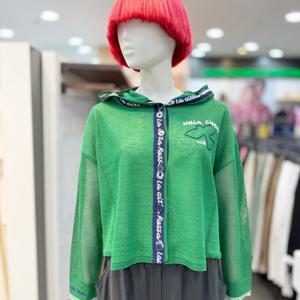 [베네통]레터링 배색 후드 니트 가디건(BAKCA7531)_DG