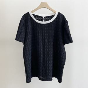 나야홍 / 아이우먼 루즈퍼프배색블라우스 GOS294M508 빅사이즈