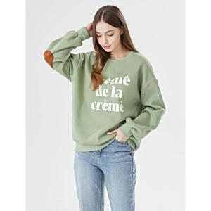 [르샵]레터링 소매 패치 기모 맨투맨 티셔츠 (DP3LW011A)