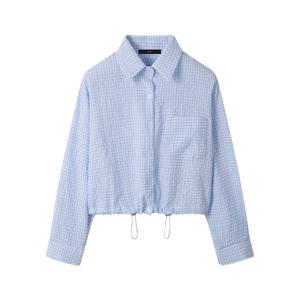 [르샵]스트링 카라 체크 패턴 긴팔 셔츠 (DP3BA033A)