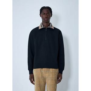 버버리 체크 칼라 하프 집업 니트 스웨터 8109063 A1189