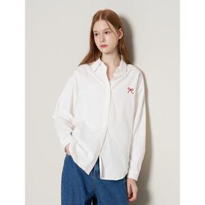 [르샵]베이직 박시핏 리본 자수 긴팔 셔츠 (DP3BA050A)