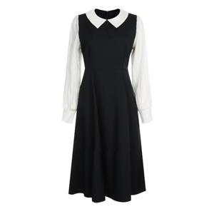 샵앤) 여성 카라넥 하객룩 페미닌 블라우스 레이어드 원피스 EGG-WDR-20777-블랙