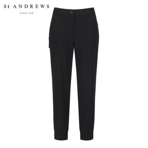 [세인트앤드류스] 여성 슬림 백 밴딩 카고 포켓 조거 팬츠 821E3PF202_BK