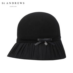 [세인트앤드류스] 여성 별 심볼 리본 메쉬 믹스 울 보닛햇 821E3CP263_BK