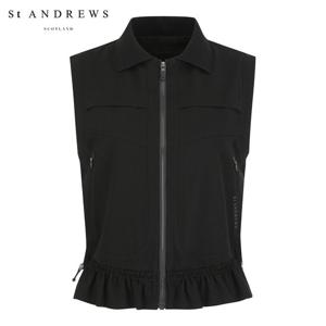 [세인트앤드류스] 여성 프릴 스트링 헴 집업 베스트 821E3JV184_BK
