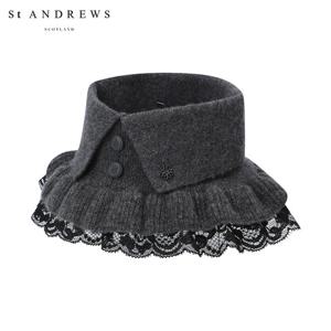 [세인트앤드류스] 여성 캐시미어 레이스 헴 넥워머 821E3AC258_GY