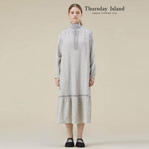 [Thursday Island] 레이스 배색 A 라인 원피스(T238MOP234W)