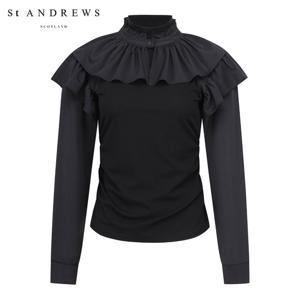 [세인트앤드류스] 여성 프릴 볼레로 & 별 심볼 셔링 슬리브리스 821E3TR108_BK