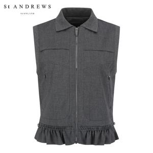 [세인트앤드류스] 여성 프릴 스트링 헴 집업 베스트 821E3JV184_GY