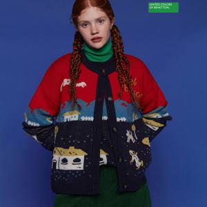 베네통 들판 라운드넥 니트 가디건 BAKCA6561