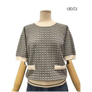 [에이비에프지]패턴 포인트 반팔 니트 APZ4NW31J