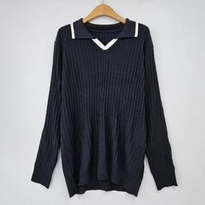 나야홍 / 아이우먼 세컨오픈배색카라니트티 EBS794M509 빅사이