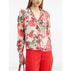 25 FW 게스 로즈 프린트 러플 블라우스 W5RH55WE550 TP441774500