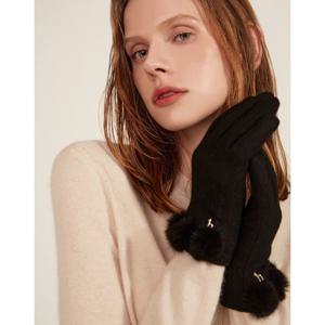 [헤지스]블랙 밍크퍼 장갑 HIGV5F005BK